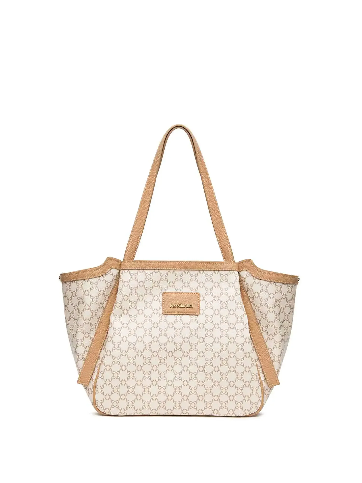 BORSA A SPALLA DONNA - NERO GIARDINI BEIGE - E644220D