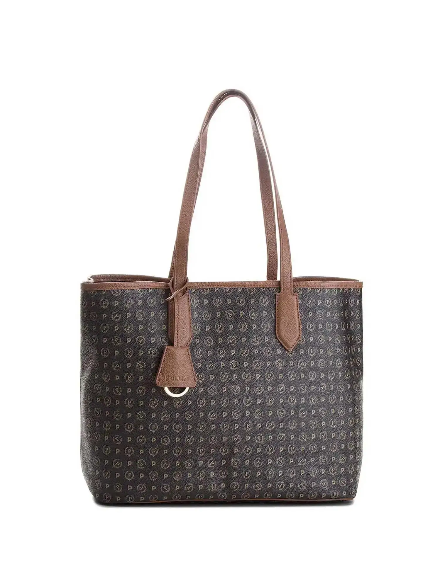 BORSA A SPALLA DONNA - POLLINI NERO-MARRONE - TE8427PP06Q11