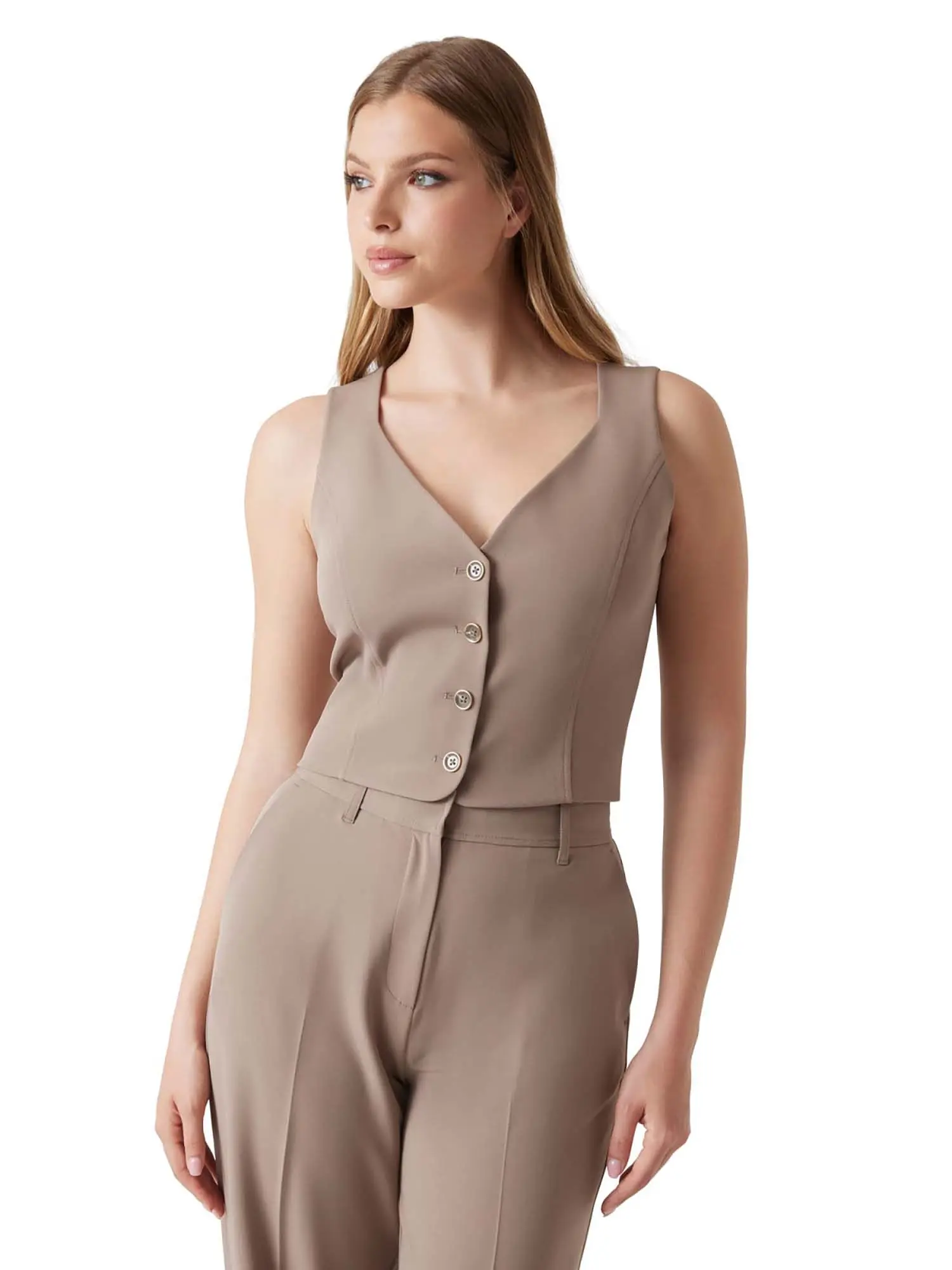 GILET DONNA - GUESS APPAREL BEIGE - W6RH52 WH9Y2 - Image 2