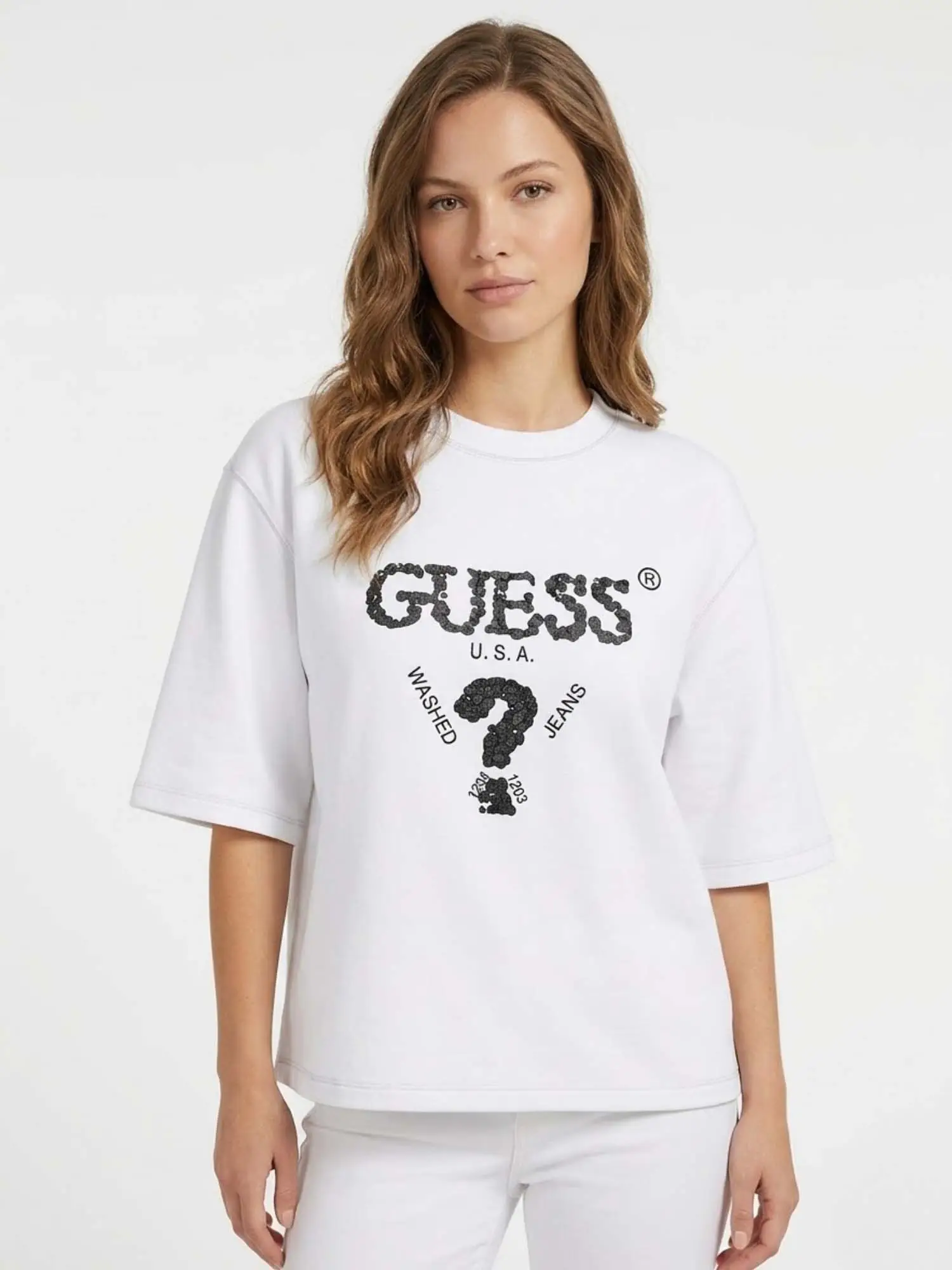 T-SHIRT DONNA - GUESS ATHLEISURE BIANCO - V4YI06 I3Z14 - Image 3